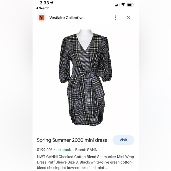 knee length dresses for ladies GANNI | Seersucker-Check Mini Dress